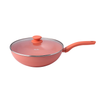 菲仕乐瓷安30厘米不粘炒锅(含玻璃盖)-樱花粉色