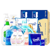 蓝月亮多芬得宝家庭洗护清洁豪华套装(蓝月亮16斤+多芬洗发乳400g护发素380个+得宝抽纸36包+手帕纸36包)