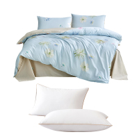 梦洁家纺罗莱床品组合套餐(晨露梦境全棉四件套 200*230+梦洁家纺Q软原产对枕:糖豆1010389037A)