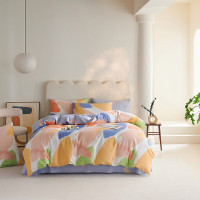 洁丽雅活性印花全棉四件套1.8m床单式四季床品套件平纹设计舒适耐用