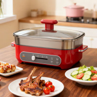 奥克斯AUX智能电火锅1升机械操控不锈钢内锅高效节能家用电器