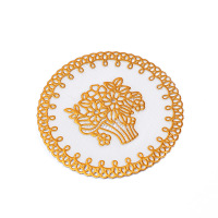 洁能尚 JNS-BT03 直径10CM 12个/包 1包/套 PVC白底金花杯垫 茶具(计价单位:套)白金