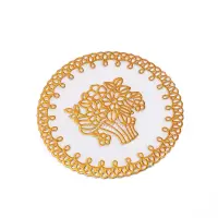 洁能尚 JNS-BT03 直径10CM 12个/包 1包/套 PVC白底金花杯垫 茶具(计价单位:套)白金