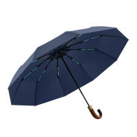 朗盛光艺 YS-09 高档弯木柄三折叠自动 雨伞 (计价单位:把)藏青色