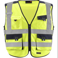 CMCBRIGHT反光背心 拉链式反光衣 环卫施工工地汽车交通安全警示V22001Y 荧光黄 2XL