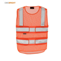 CMCBRIGHT 四点可脱卸反光背心交通建筑施工执勤警示衣 001027Y荧光橙 M