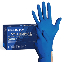 英科医疗 一次性加厚丁腈防护手套TOUCH PRO+深蓝 TNPC 100只/盒 L码