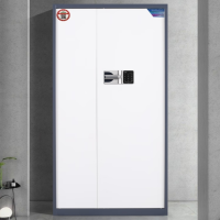 电子保密柜钢制防盗厚铁皮防盗文件柜灰白套色通门二抽国保密码锁