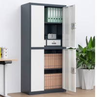 电子保密柜钢制防盗铁皮防盗文件柜灰白套色通双节二抽国保密码锁