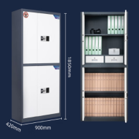 电子保密柜钢制防盗铁皮防盗文件柜灰白套色通双节二抽国保指纹锁