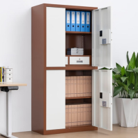 电子保密柜钢制防盗铁皮防盗文件柜咖白套色通双节二抽国保指纹锁