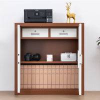 电子保密柜钢制防盗厚铁皮防盗文件柜咖白套色矮柜二抽国保指纹锁