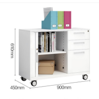 钢制卷门柜卷帘门文件柜收缩门办公柜推拉门右三抽白色卷门柜