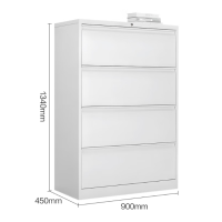 A4挂劳柜办公抽屉文件柜立式档案柜FC挂捞柜铁皮柜宽四斗卡箱