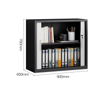 钢制卷门柜卷帘门文件柜收缩门办公柜推拉门档案柜760mm高黑白色