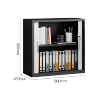 钢制卷门柜卷帘门文件柜收缩门办公柜推拉门档案柜900mm高黑白色