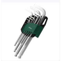 世达/SATA9件铬钒钢加长球头内六角扳手组套09105A