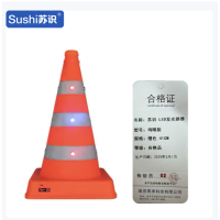 苏识 LED发光伸缩路锥警示锥 光控路锥[鸡眼款]橙色 41CM 个