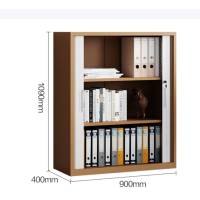 钢制卷门柜卷帘门文件柜收缩门办公柜推拉门档案柜1090mm高咖白色