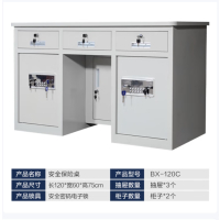 钢制保险桌办公桌铁皮桌子电脑桌职员桌财务桌写字台1.2m白色双柜