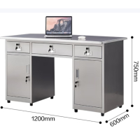 不锈钢办公桌电脑桌带抽屉车间实验室桌子1.2米五斗一门