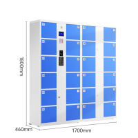 电子存包柜智能储物柜商场超市单位自助寄存柜刷卡解锁24门蓝色