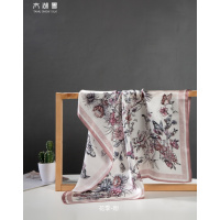 太湖雪 70真丝素绉缎方巾 100%桑蚕丝 65*65cm 花季-粉