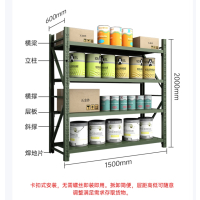 货架仓储置物架加厚钢制仓库超市快递站展示架家用铁架子150*60绿