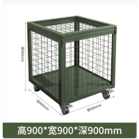 移动网箱金属仓储笼重型战备物资运输箱军绿色网车900*900*900mm