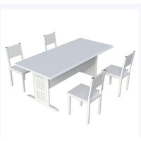 图书馆阅览书桌钢制长条桌会议室培训课桌工字腿白色1.6米带椅