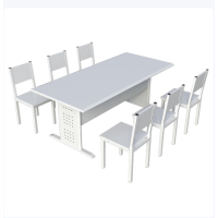 图书馆阅览书桌钢制长条桌会议室培训课桌工字腿白色2.0米带椅