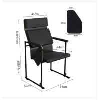 培训椅可堆叠会议椅子教室联排座椅接待椅黑色高背-带写字板