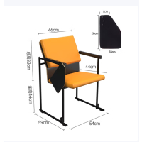 培训椅可堆叠会议椅子教室联排座椅接待椅橙色中背-带写字板