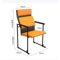 培训椅可堆叠会议椅子教室联排座椅接待椅橙色高背-无写字板