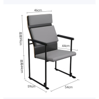培训椅可堆叠会议椅子教室联排座椅接待椅灰色高背-无写字板