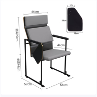 培训椅可堆叠会议椅子教室联排座椅接待椅灰色高背-带写字板