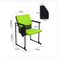 培训椅可堆叠会议椅子教室联排座椅接待椅绿色中背-带写字板