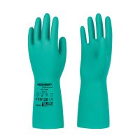 兰浪 SR100丁腈防化手套33cm长 耐酸碱防静电防滑钻石纹薄绒内衬 L码 副