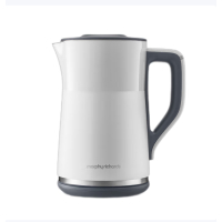 摩飞电器 电热水壶烧水壶 家用恒温水壶1.5L不锈钢304双层防烫实时显温 MR6070白