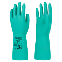 兰浪 SR110 加厚款丁腈防化手套33cm长 耐酸碱防静电防滑钻石纹薄绒内衬 M码 副