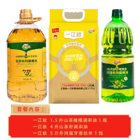 一江秋 5斤井岗猫牙香丝大米+1.5升山茶橄榄调和油+4升山茶籽调和油 组合套餐