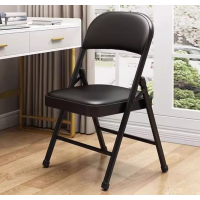办公折叠椅简易镂空椅子靠背椅 培训椅会议椅办公洽谈培训椅子 黑色 2把装