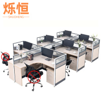 烁恒 办公桌 T型6人位+柜 套