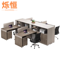 烁恒 员工办公桌 1.5m干字型四人位+柜椅 套