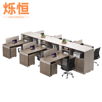 烁恒 职员办公桌 1.5m干字型六人位+柜椅 套