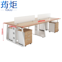 荺炬办公桌对向四人位+4柜组