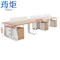荺炬办公桌对向六人位+6柜组