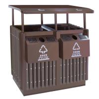 匹牧户外分类垃圾桶公园景区钢木垃圾桶20L×2环卫垃圾箱700025单位:个 84*45*95cm