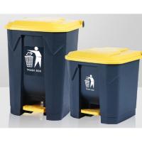 匹牧商用户外分类塑料带盖垃圾桶黄灰100L加厚+脚踏单位:个