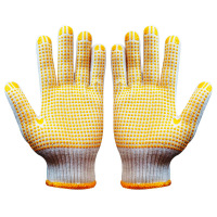 匹牧 PM-ST-G018 点塑手套 毛纺600g漂白毛纺黄点塑+加丝 12双/打 单位:双(单双不发货)